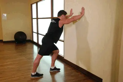 Animation of Calf Stretch Hands Against Wall