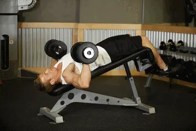 Animation of Decline Dumbbell Bench Press