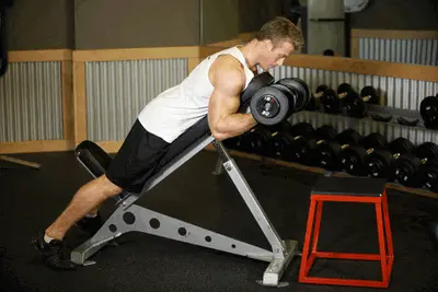 Animation of Dumbbell Prone Incline Curl