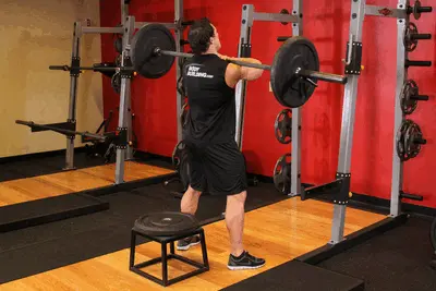 Animation of Front Barbell Squat To A Bench