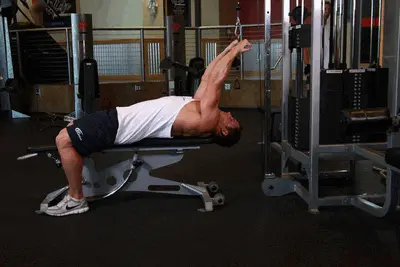 Animation of Lying Close-Grip Bar Curl On High Pulley